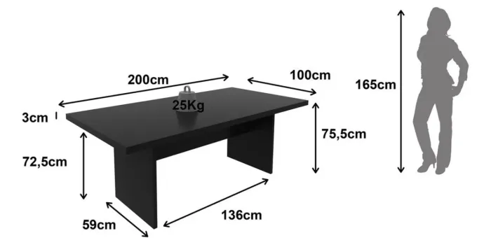 Mesa de Reunião Preta - 2.00x1.00 - LOJA IKONMIXOFFICE