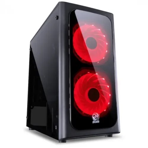 Gabinete Gamer Pcyes Venus Black *Com 2 Fans Led Vermelho*  Micro-ATX e Mini-ITX - WZetta