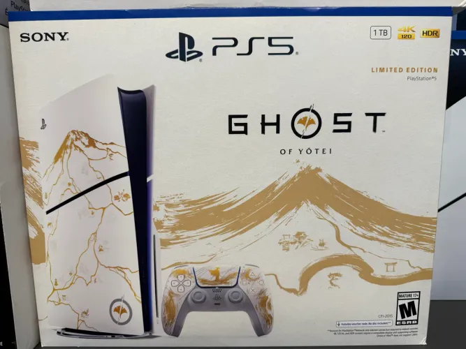 PlayStation 5 Slim físico , Edição Limitada Ouro, Ghost of Yotei, SSD 1TB