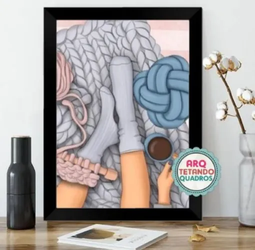 Quadro Decorativo tricô - Tam A3