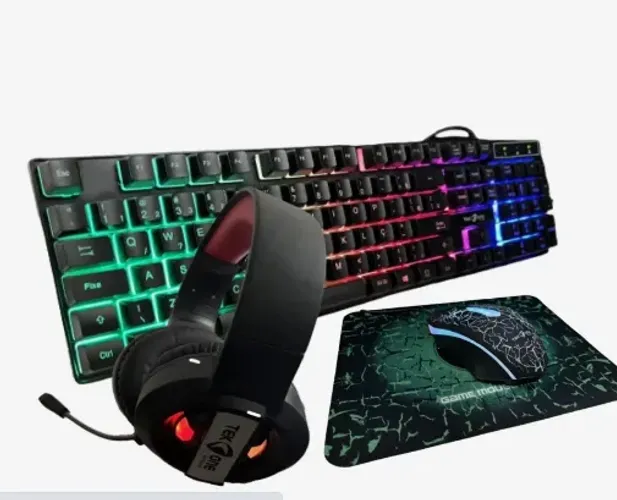 kit teclado mouse headset e mouse pad 4 em 1 com luzes RGB z936