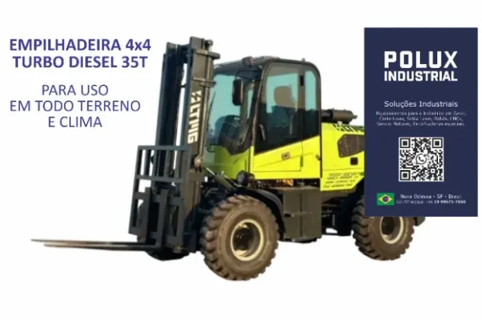 Empilhadeira 4 x 4 todo terreno - Turbo Diesel - 3,5T / 4 m.