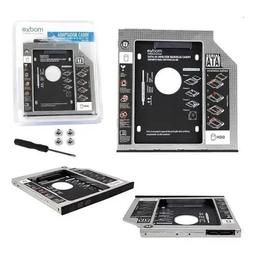 Adaptador Caddy Dvd Para Segundo Hd Ou Ssd 2.5 Sata 9.5mm