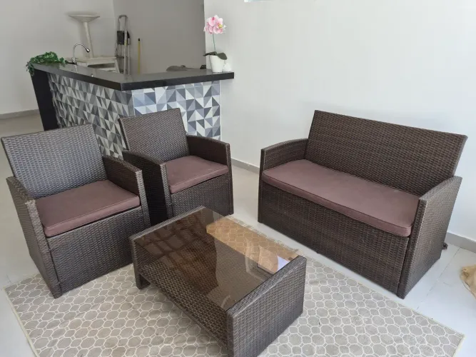 Conjunto de varanda de vime