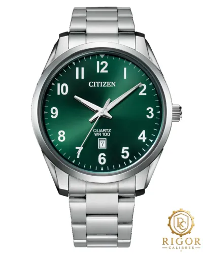 Relógio Citizen Quartz BI1031-51X - Mostrador Verde e Elegância Clássica em Aço