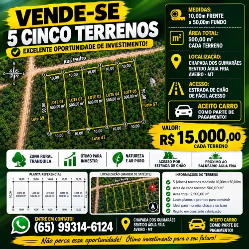 ? VENDE-SE - 5 TERRENOS EM CHAPADA DOS GUIMARÃES! ?