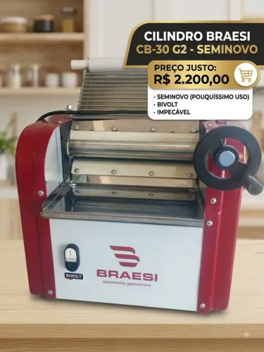 Cilindro Laminador de Massa Braesi CB-30 Bivolt (Seminovo / Impecável)