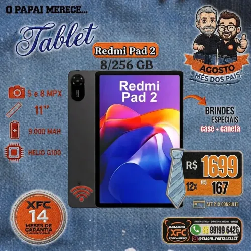 Tablet Redmi PAD 8/256 GB novos lacrados originais globais garantia de 14 meses wifi