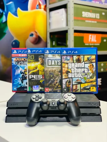 PlayStation 4 PRO 1TB Com GTA V + Jogos - Em até 18x / Loja Fisica