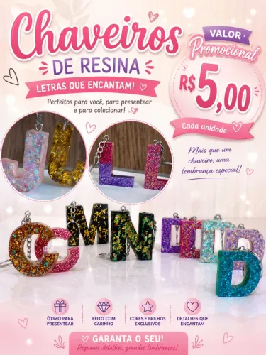 Promoção chaveiro resina
