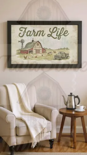 Quadro Decorativo Farmhouse Rústico Moldura A4 Fácil Fixação