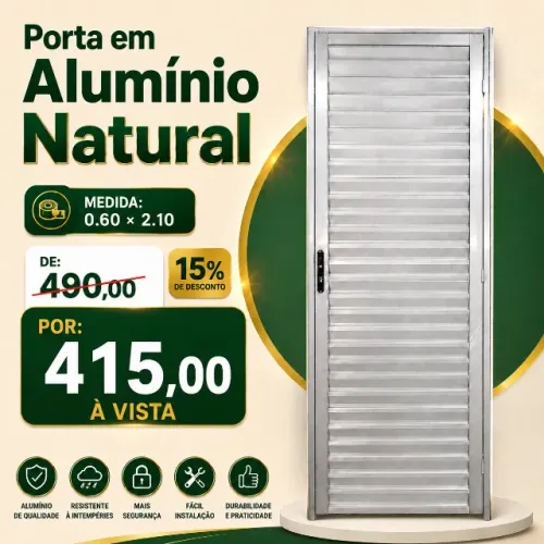Porta de Alumínio Veneziana 60cm Promoção: 415,00 avista