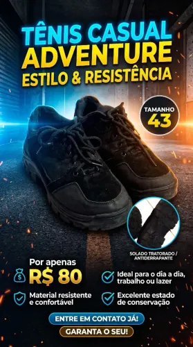 ? Tênis Casual Adventure Tratorado - Tamanho 43 (Excelente Estado)