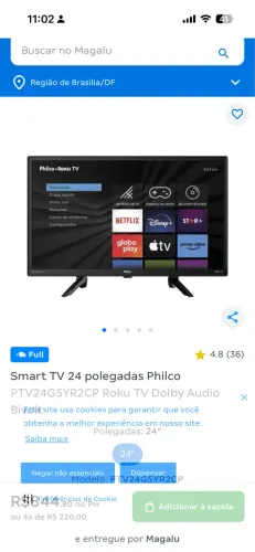 Vendo televisão smart tv Philco roku tv 32 polegadas funcionando perfeitamente