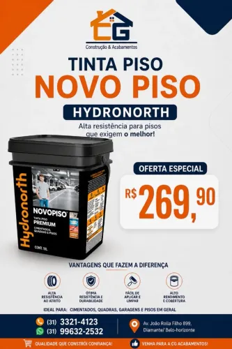 ** PROMOÇÃO ** Tinta Piso Premium "Novo Piso" Hydronorth 18L - R$269,90UN