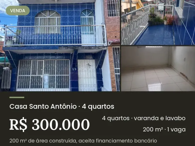 VENDO CASA - SANTO ANTÔNIO - 4 QUARTOS