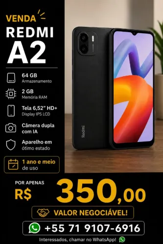 Xiaomi Redmi A2 64GB Preto - Excelente Estado