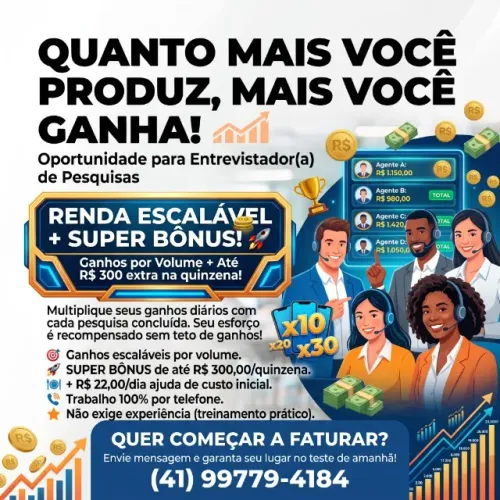 Vaga entrevistador FREELANCER