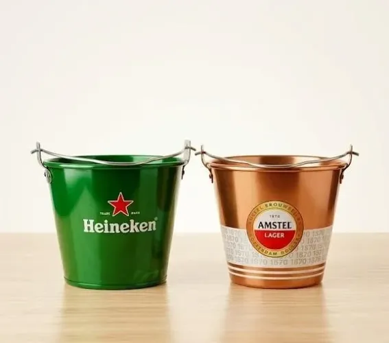 Balde de Gelo Cerveja Heineken / Amstel Original - Metal - Ótimo Estado