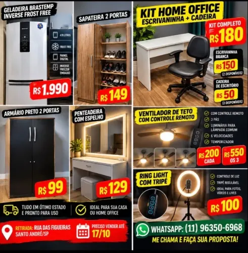 MUDANXA VENDENDO BARARO GELADEIRA MESA ESCRIVANINHA VENTILADOR SAPATEIRA BARATO