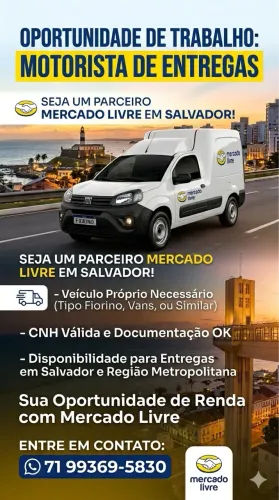 Vagas para agregar veículo para entregas do mercado livre 
