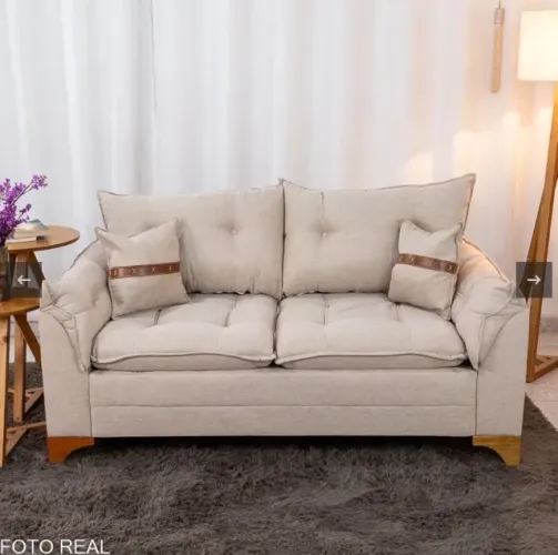Sofá Urbano Comfort 2 Lugares Linho Bege