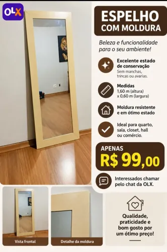 ? ESPELHO GRANDE COM MOLDURA -