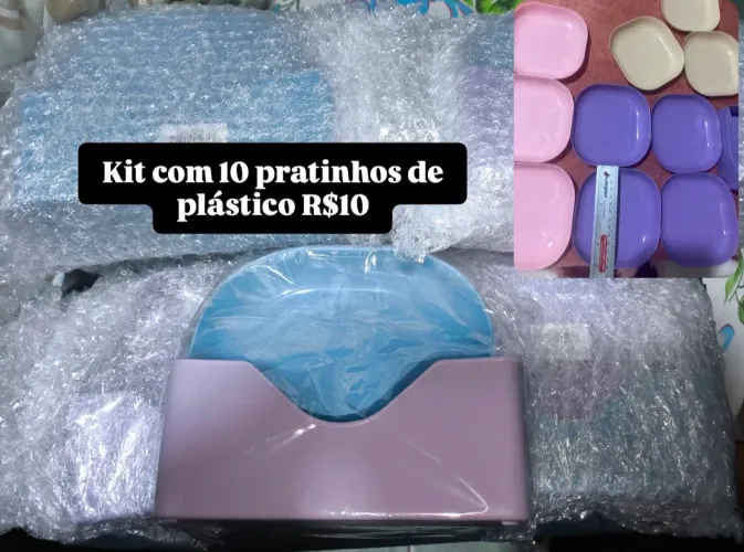 Kit 10 pratinhos de plástico