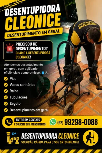 Desentupidora Cleonice soluções imediata, desentupimento em geral, desentupidor 24:horas