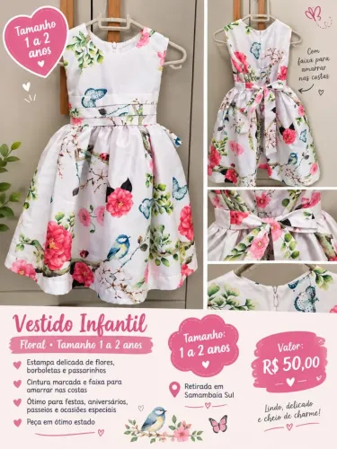 Vestido infantil 1/2 anos