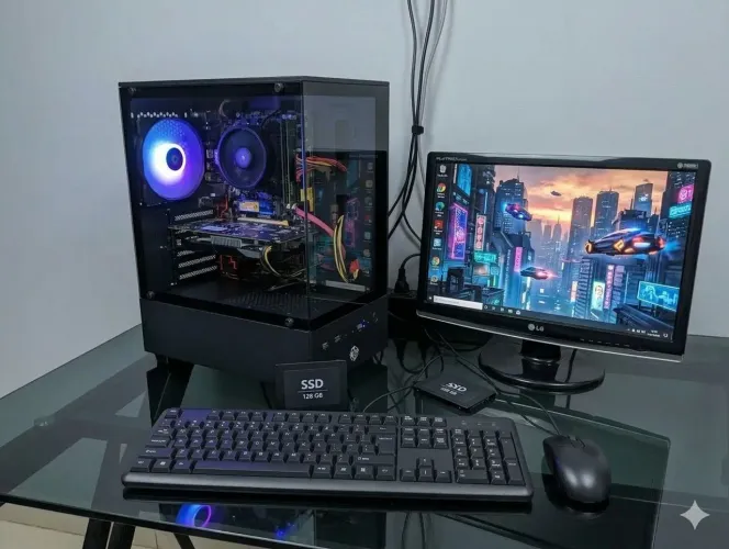 Pc Gamer Completo- i5/8G/SSD 128 - Placa de vídeo 4G - Tela 19