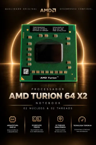 Processador AMD TURION 64 X2 Notebook 02 Núcleos & 02 Threads