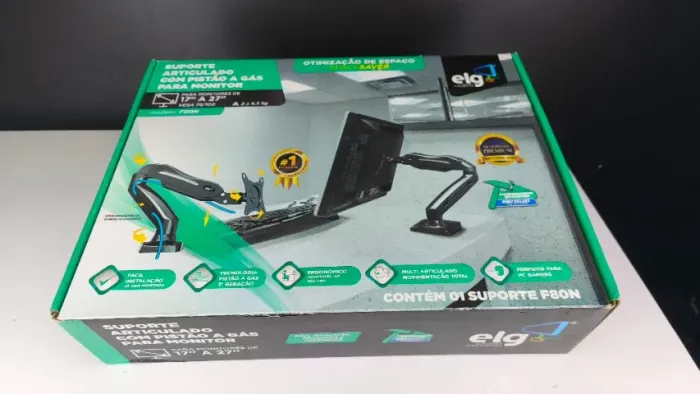 Suporte Articulado de Mesa para Monitor ELG F80N - Pistão a Gás (17" a 27")