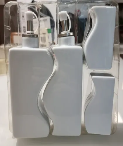 Galheteiro Yangzi Onda 4 Peças Porcelana Branco Novo na Caixa
