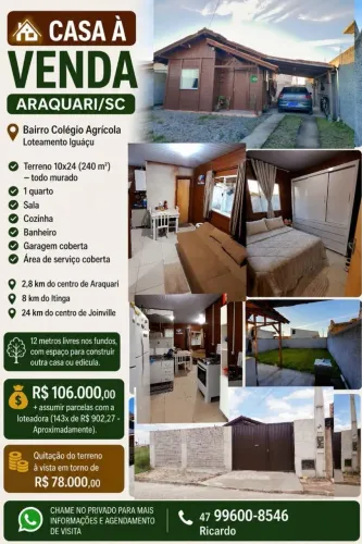 Vende-se casa - Colégio Agrícola, Araquari