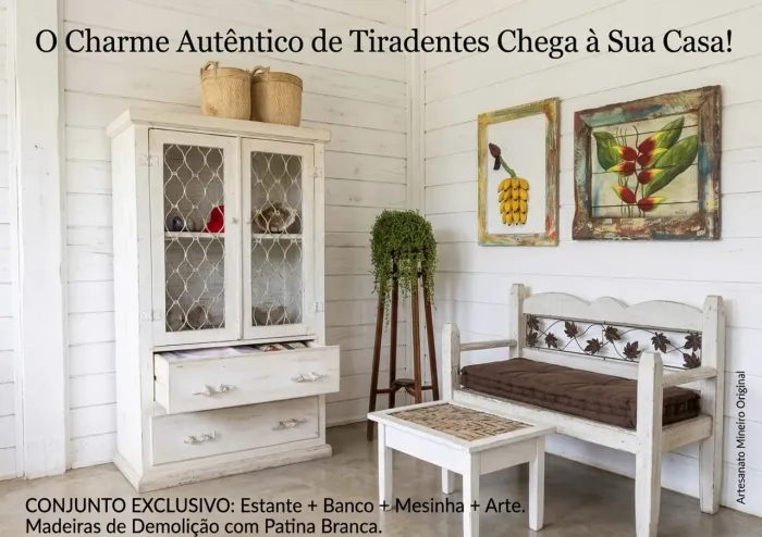 Conjunto de estante, banco ( com almofada de futon) + mesa de centro