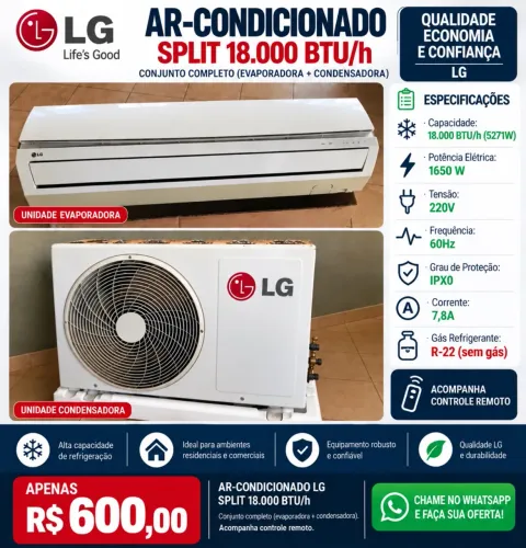 Ar-Condicionado LG Split 18.000 BTUs - Completo