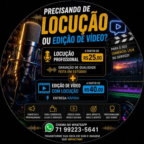 Locução vinhetas gravadas edição de vídeo