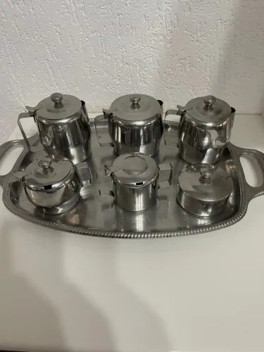 jogo de café , chá , sobremesa e xícaras inox