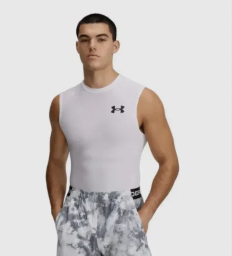 Regata de Compressão Under Armour HeatGear Branca Tamanho G Nova