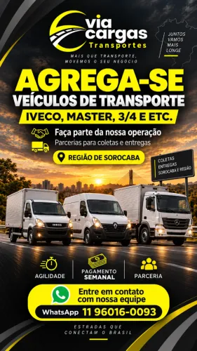 AGREGA-SE VEICULOS DE TRANSPORTES (IVECO, MASTES, 3/4 e etc.)