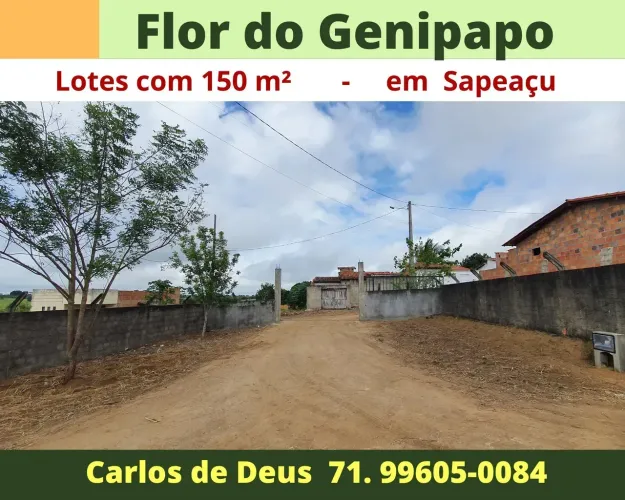 Imperdível: Loteamento Flor do Genipapo, excelente vista panorâmica , 150 m², Sapeaçu..