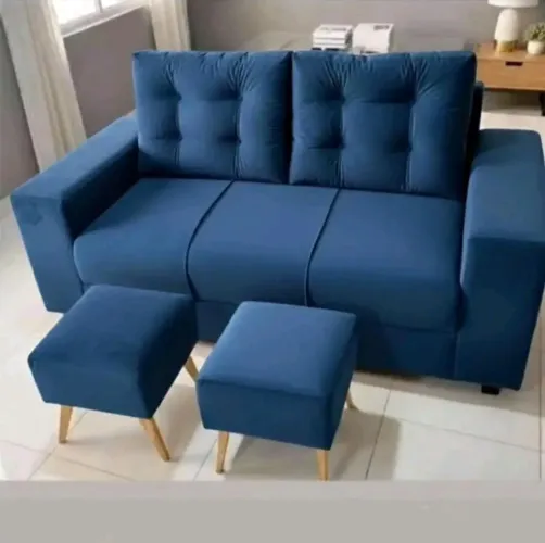 Sofá com pufs novo lacrado de fábrica. Entrega grátis 