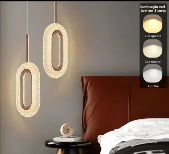 Luz pendentes 3 oor 149,99 cristalizada 3 fases de cor