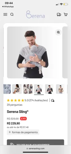 Sling sem amarração (Serena Sling)