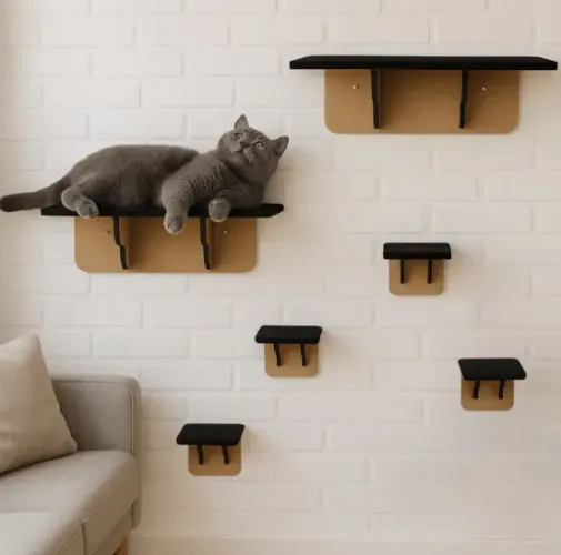 Playground Para Gatos Peças Mdf Com Carpete Ponte Prateleira Degrau Caixa Casa
