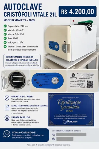 AUTOCLAVE CRISTÓFOLI VITALE 21L