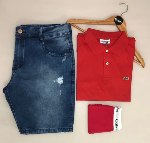 Kit completo (Bermuda Jeans + Polo + cueca