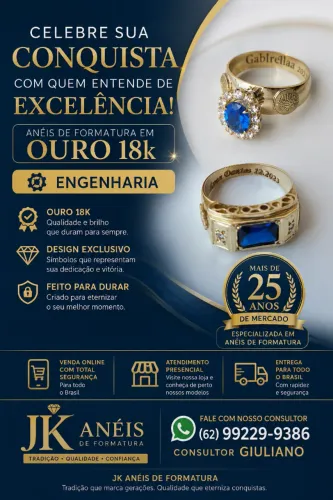 Anéis de Formatura para Engenharia em Ouro 18k