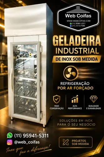Geladeira ou Freezer industrial com porta cega ou vidro, aço inox, direto da fábrica.
